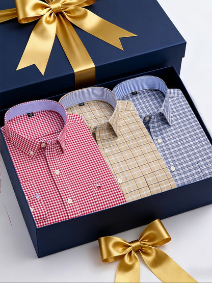 Men's 3-Pack Long Sleeve Oxford Shirts - Embroidered Chest Pockets