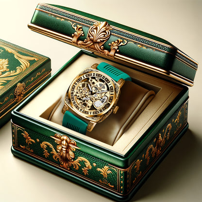 VerdeMontre Mechanical Watch - Luxury Square Automatic Green Strap