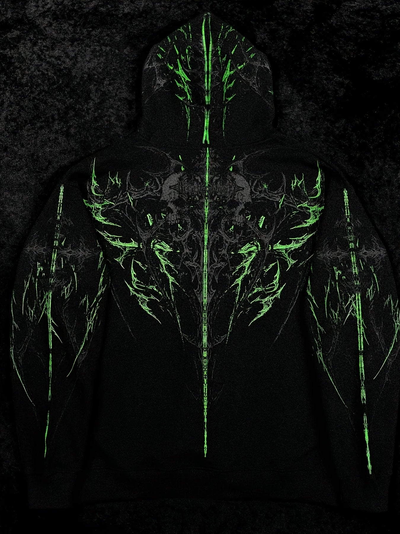 Men's Gothic Letter Print Zip Hoodie - Full-Zip with Pockets