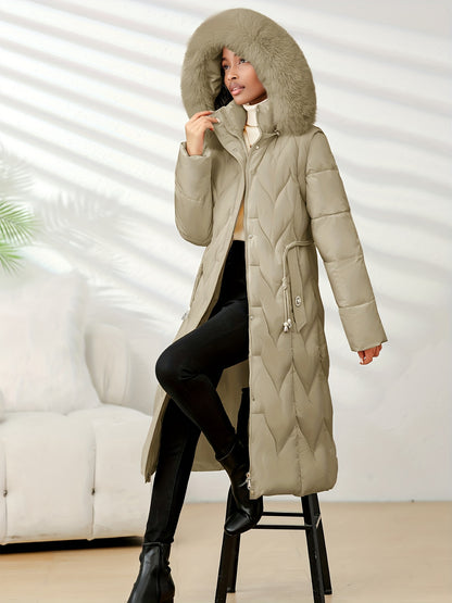 Damenmantel in Übergröße, knielang, neue Wintermode, schmal geschnitten, mit Kapuze und dickem Futter, Winterjacke für Damen in Übergröße, leichte Wintermäntel für Damen mit Taschen, Jacke für Damen in Übergröße