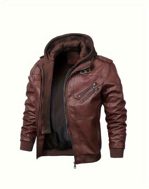 Men's Hooded Jacket - Full-Zip Zippered Pockets Lightweight