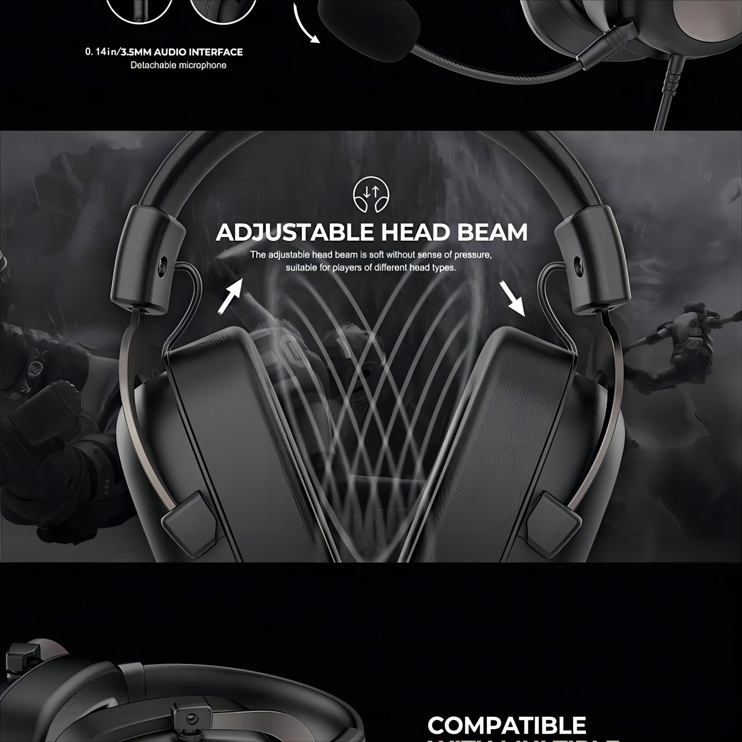 HAVIT Headset - Protein Leather Earmuffs with Detachable Mic