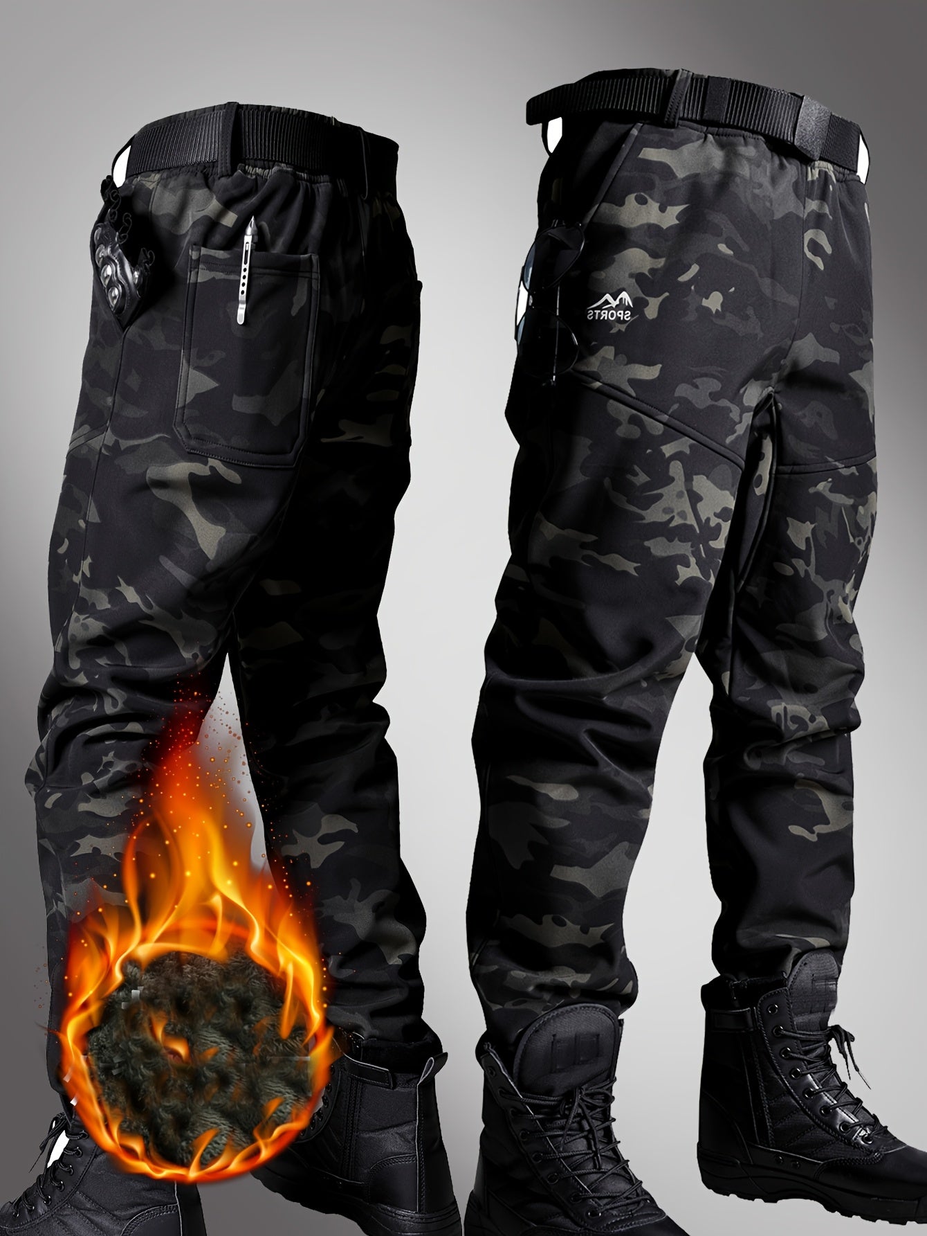 Men's Heavy-Duty Thermal Pants - Drawstring Waist Olive Green