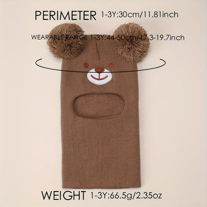 Baby Bear Ear Mask & Beanie - 0-8 Years Winter Hat