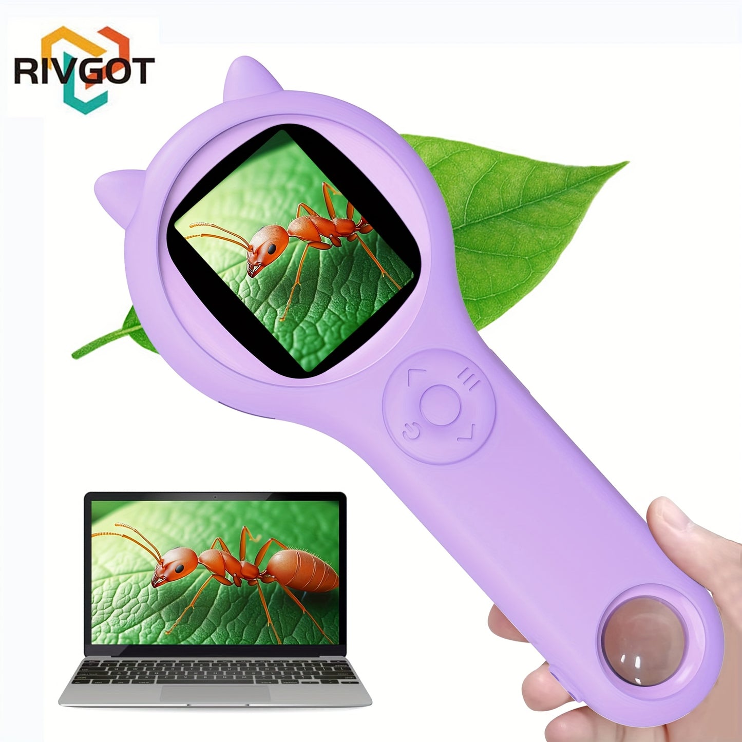 RIVGOT Kinder-Handmikroskop – 2 MP, 2" IPS-Digitaldisplay