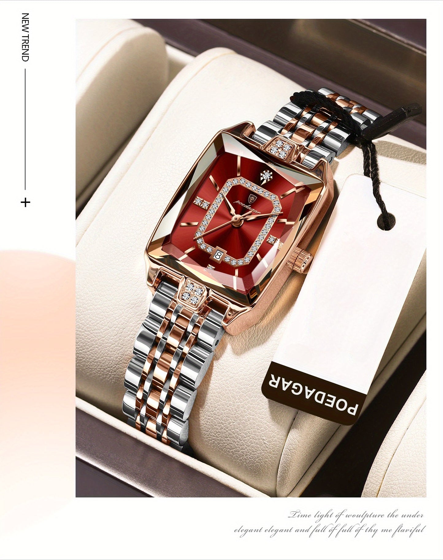 POEDAGAR Women's Luxury Watch - Waterproof Calendar Quartz Steel