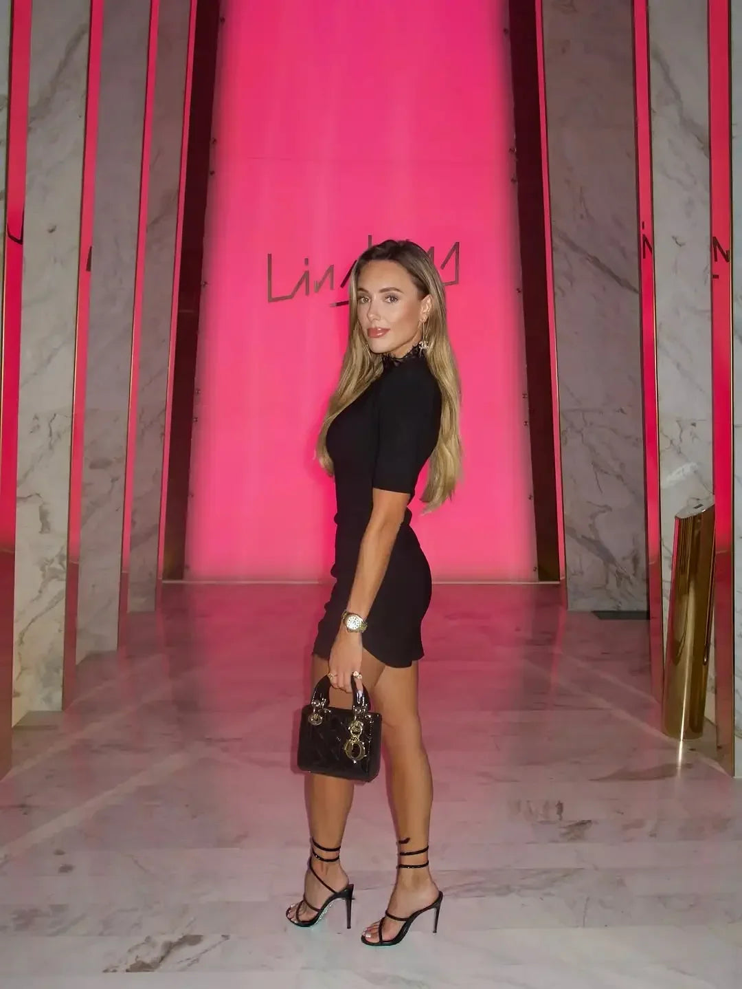 Lady Black Lace Hollow Out Mini Dress Women Elegant Short Sleeve High Collar Slim Dresses 2025 Fashion Evening Party Wares