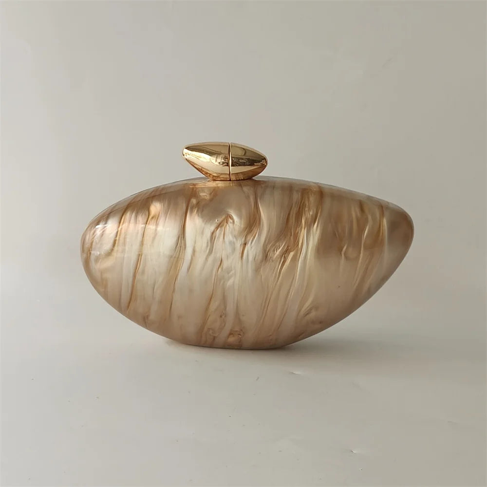 Shell Brand Perlbraune Marmor-Acryl-Box-Clutch, Abendtasche, Hochzeits-Party-Mini-Geldbörse, Abend-Brauthandtasche