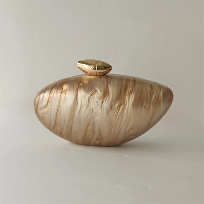 Shell Brand Perlbraune Marmor-Acryl-Box-Clutch, Abendtasche, Hochzeits-Party-Mini-Geldbörse, Abend-Brauthandtasche