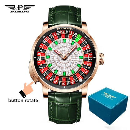 PINDU Luxury NH35A Spinning Roulette Watch - Sapphire Diamond Dial