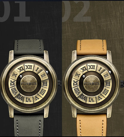 FOXBOX Magnetic Pointer Watch - Creative Scrolling Iron Ball Quartz