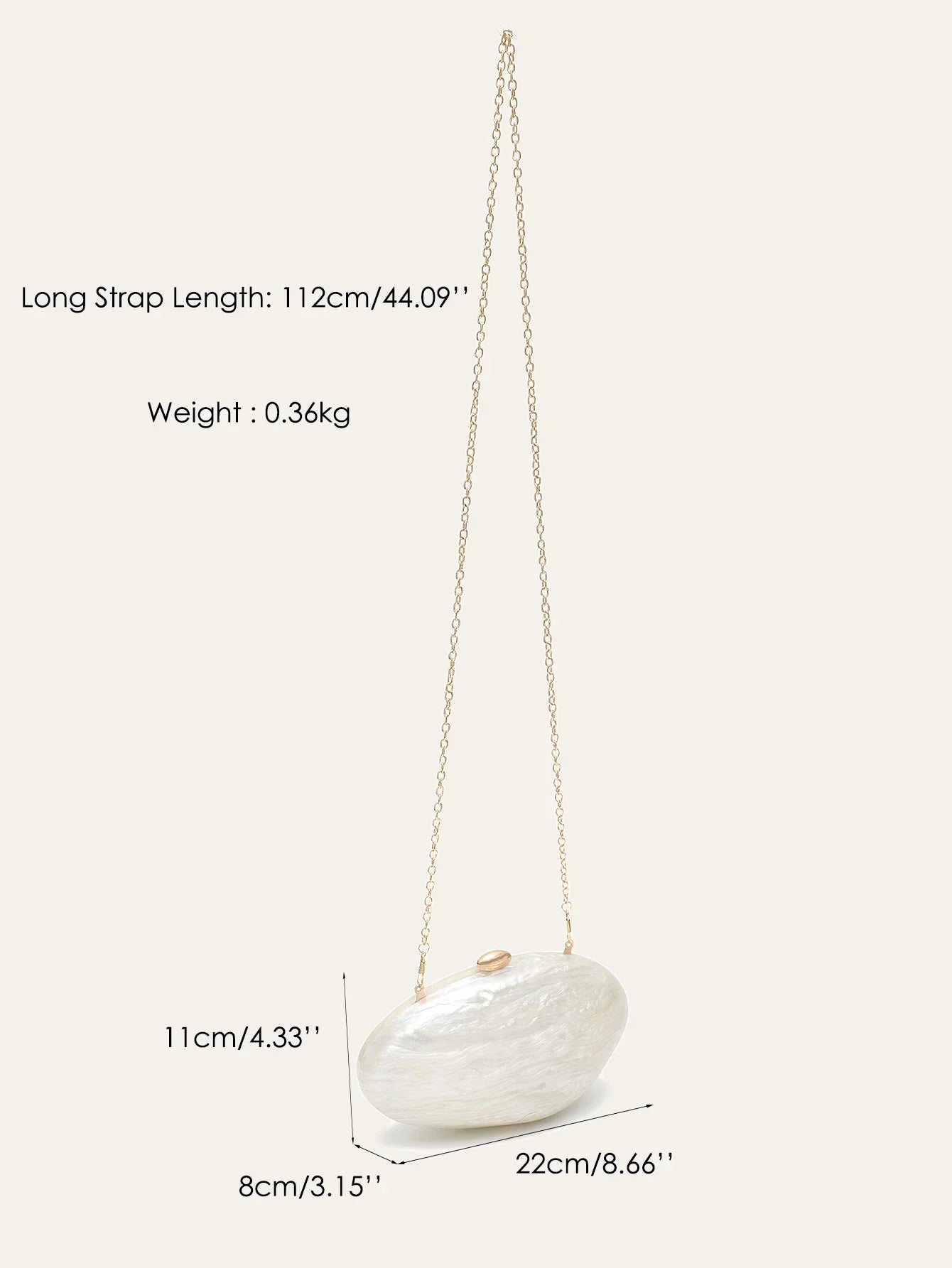 Fashion Women’s Glamorous Elegant Novelty Shell Shaped Clutch Solid Color Acrylic Long Chain Evening Bag Party Dinner Banquet