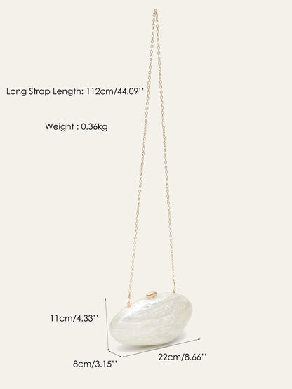 Fashion Women’s Glamorous Elegant Novelty Shell Shaped Clutch Solid Color Acrylic Long Chain Evening Bag Party Dinner Banquet