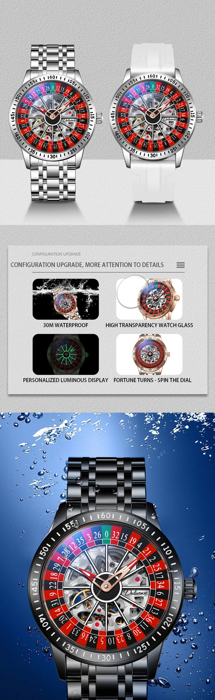 DULUNWE Spinning Roulette Automatic Watch