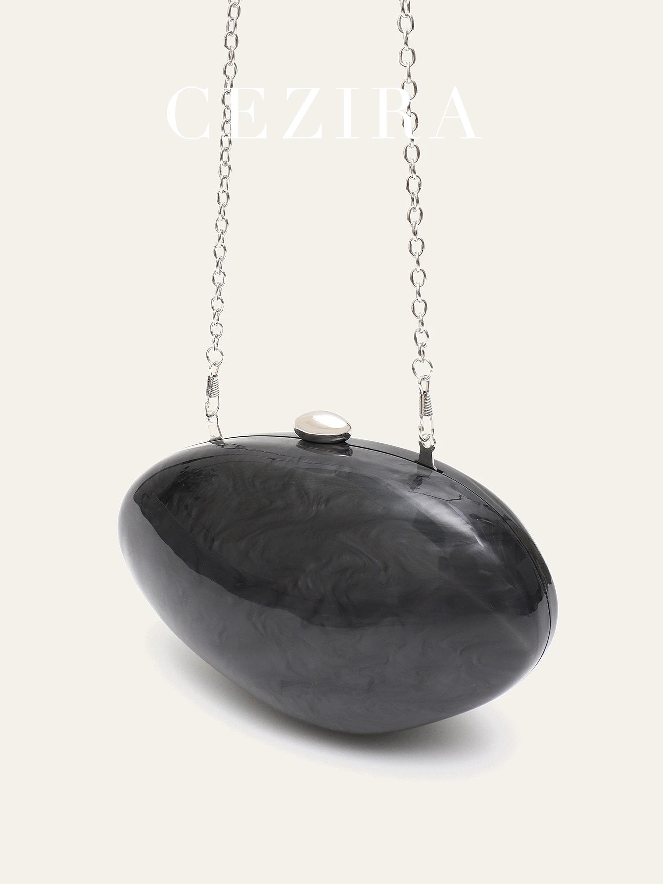 Fashion Women’s Glamorous Elegant Novelty Shell Shaped Clutch Solid Color Acrylic Long Chain Evening Bag Party Dinner Banquet