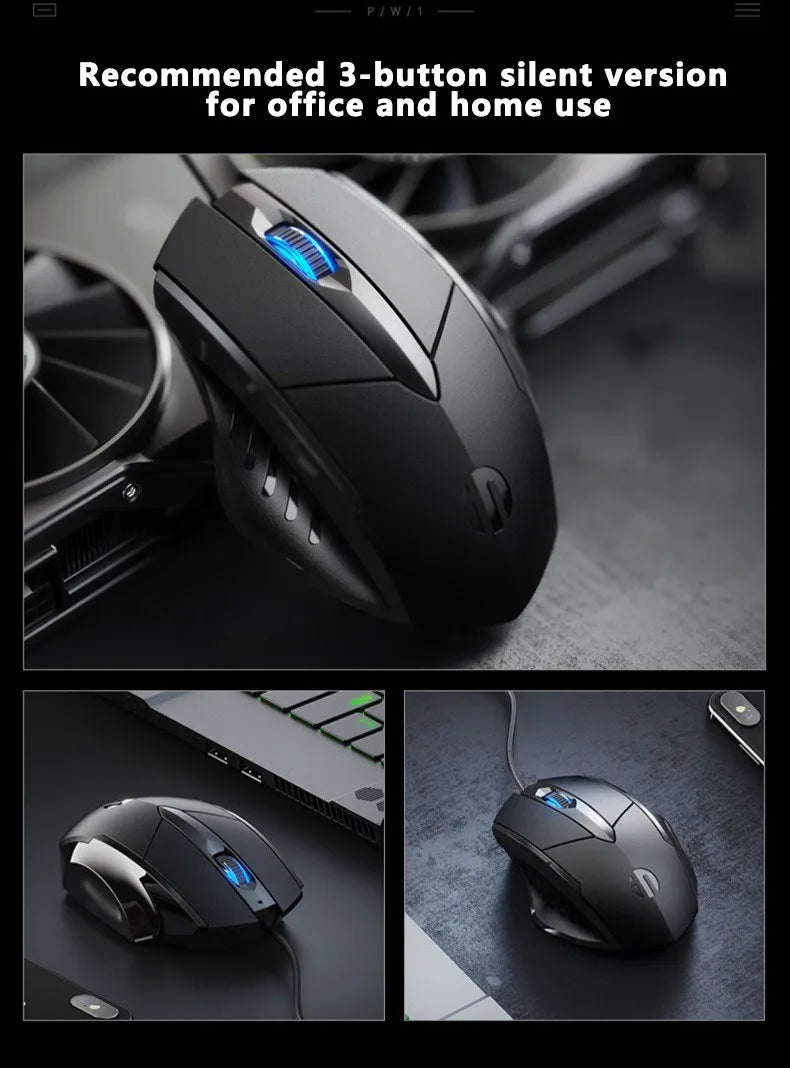 Gaming & Office Mouse – 3200 DPI Silent Click, Macro Programmable