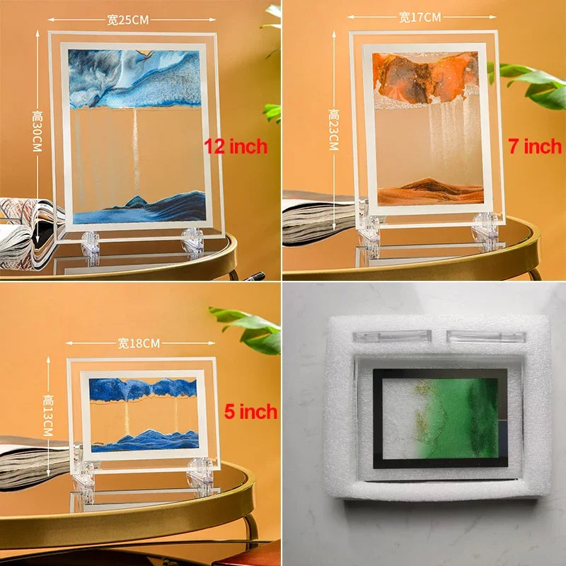 3D Moving Sand Art – Nordic Liquid Hourglass Sandscape Decor