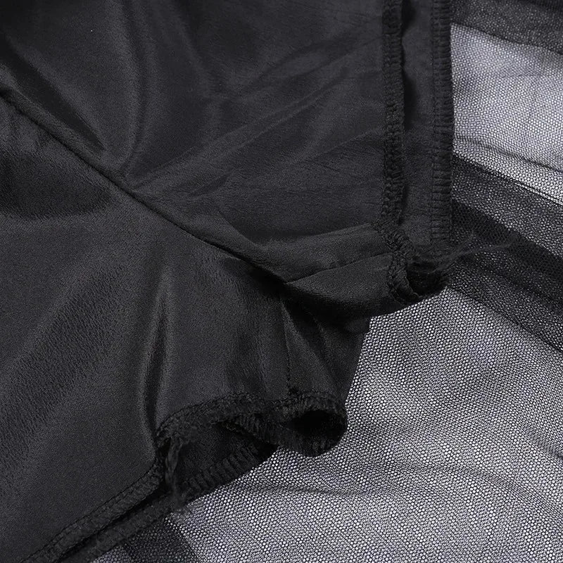Sexy, hochtaillierter, asymmetrischer Rock aus Netzgarn für Damen – Sommer, neuer europäischer und amerikanischer Gothic-Stil, vielseitiger Freizeitrock