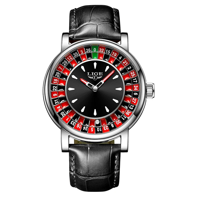 LIGE Luxury Roulette Watch - Creative Game Dial Waterproof Luminous