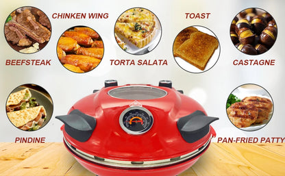 Appareil à pizza électrique 420 °C – 1200 W, plaque en pierre