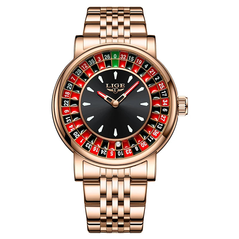 LIGE Luxury Roulette Watch - Creative Game Dial Waterproof Luminous