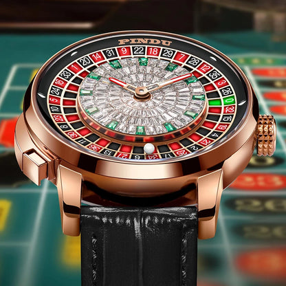PINDU Luxury NH35A Spinning Roulette Watch - Sapphire Diamond Dial