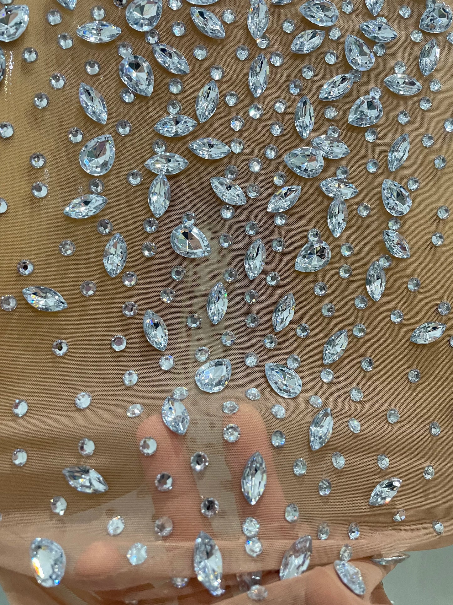 Sexy, glänzendes, langes Stretch-Mesh-Kleid mit Strasssteinen – transparent – ​​2025 – Neu – Damen-Abendkleid, Geburtstagskleid, Partykleid, Ballkleid, Clubkleid, Bühnenkleid für Sängerinnen