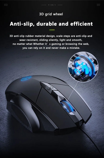 Gaming & Office Mouse – 3200 DPI Silent Click, Macro Programmable