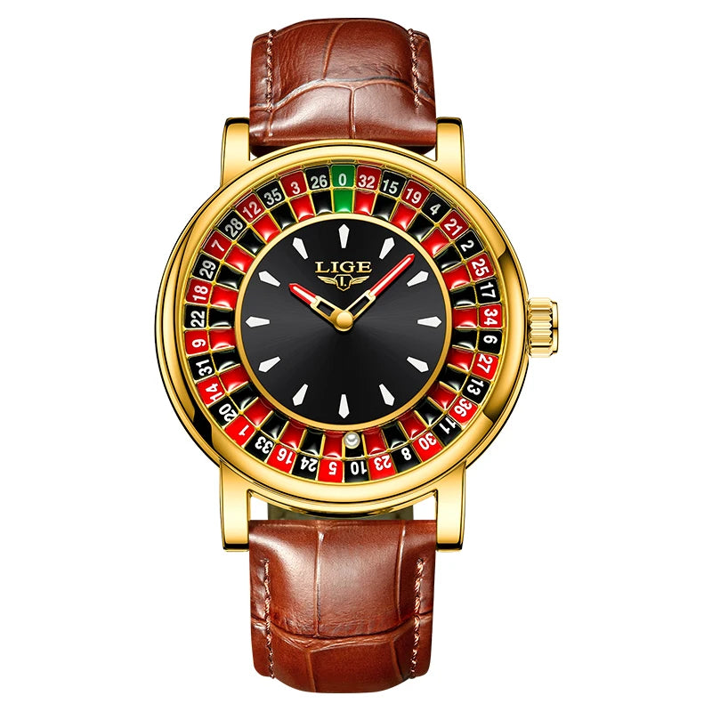 LIGE Luxury Roulette Watch - Creative Game Dial Waterproof Luminous