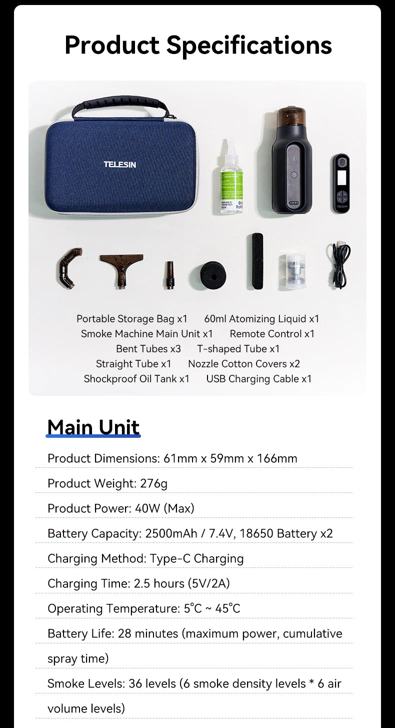 Machine à fumée portable TELESIN