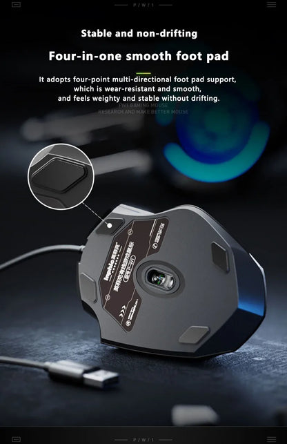 Gaming & Office Mouse – 3200 DPI Silent Click, Macro Programmable