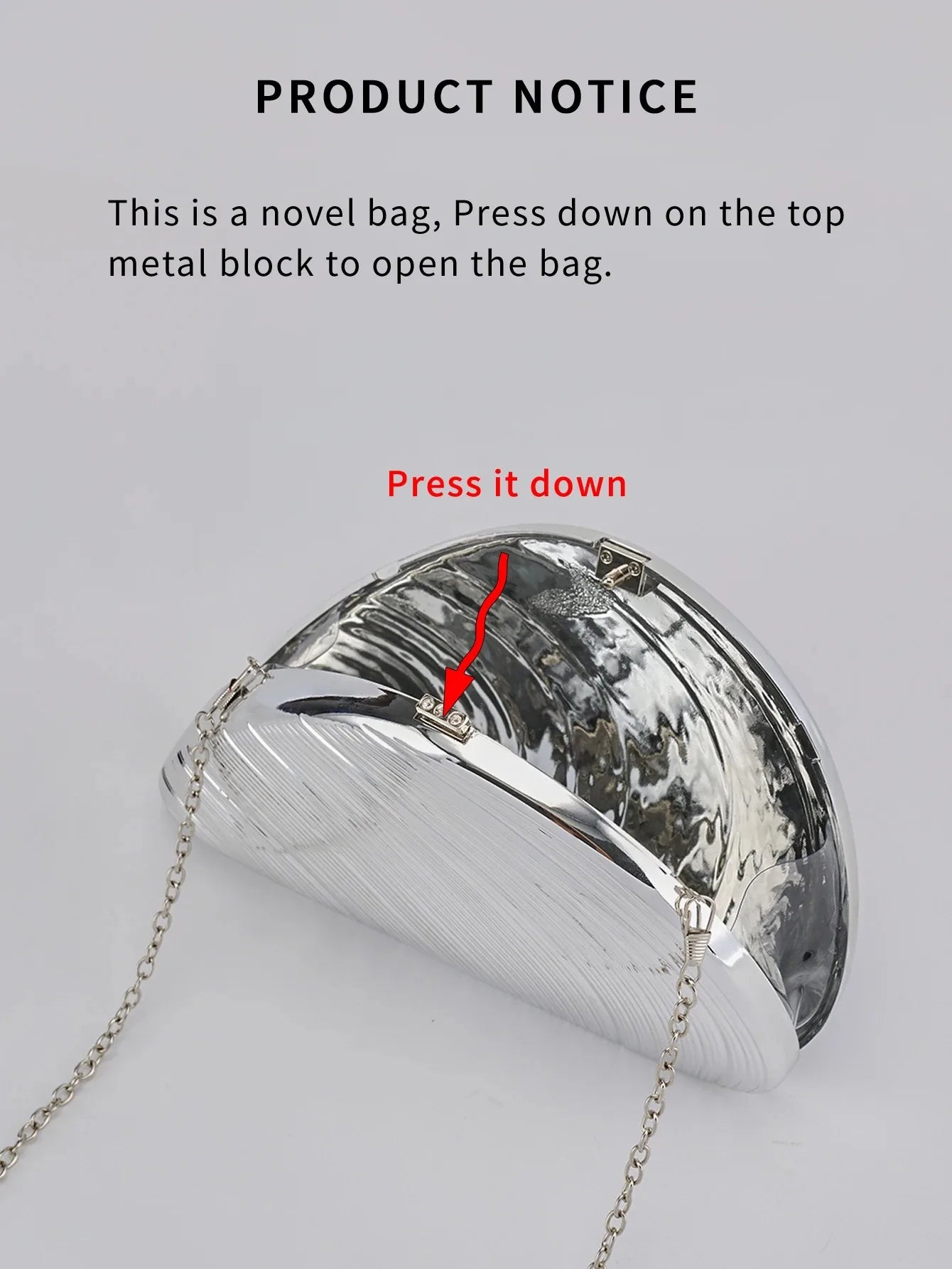 Große Retro-Tasche aus gold-silbernem Metall und Acryl, ideal für festliche Anlässe, Partys, als Umhängetasche oder Crossbody-Tasche.