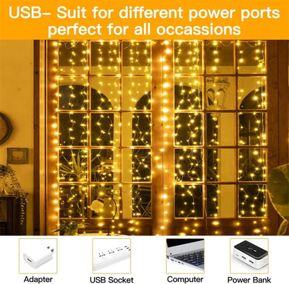 Fairy String Curtain LED Lights – 8 Modes, Remote & USB