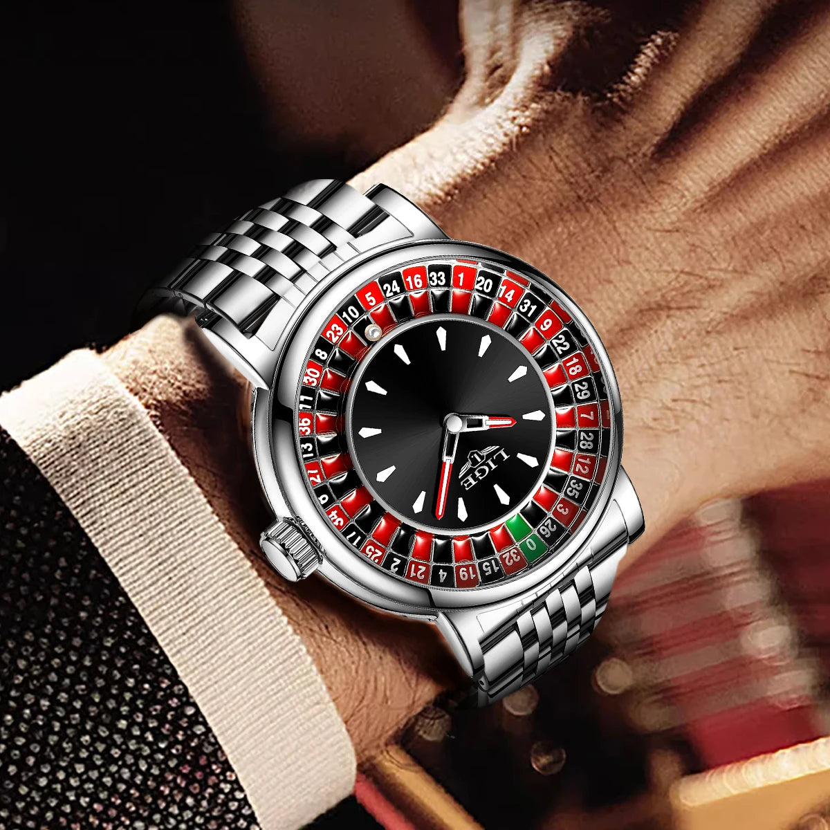 LIGE Luxury Roulette Watch - Creative Game Dial Waterproof Luminous
