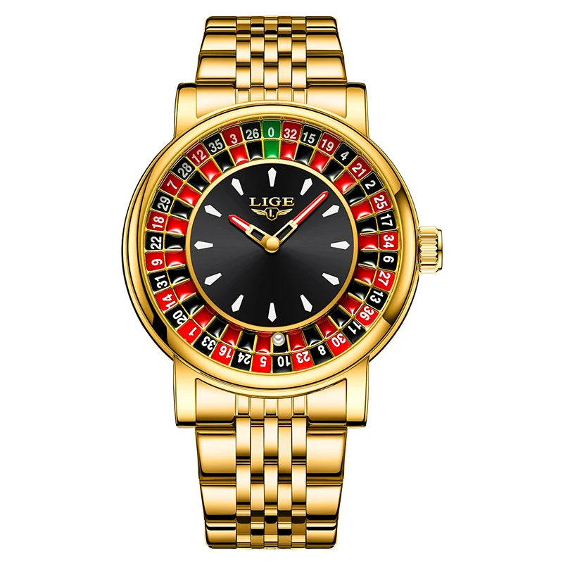 LIGE Luxury Roulette Watch - Creative Game Dial Waterproof Luminous