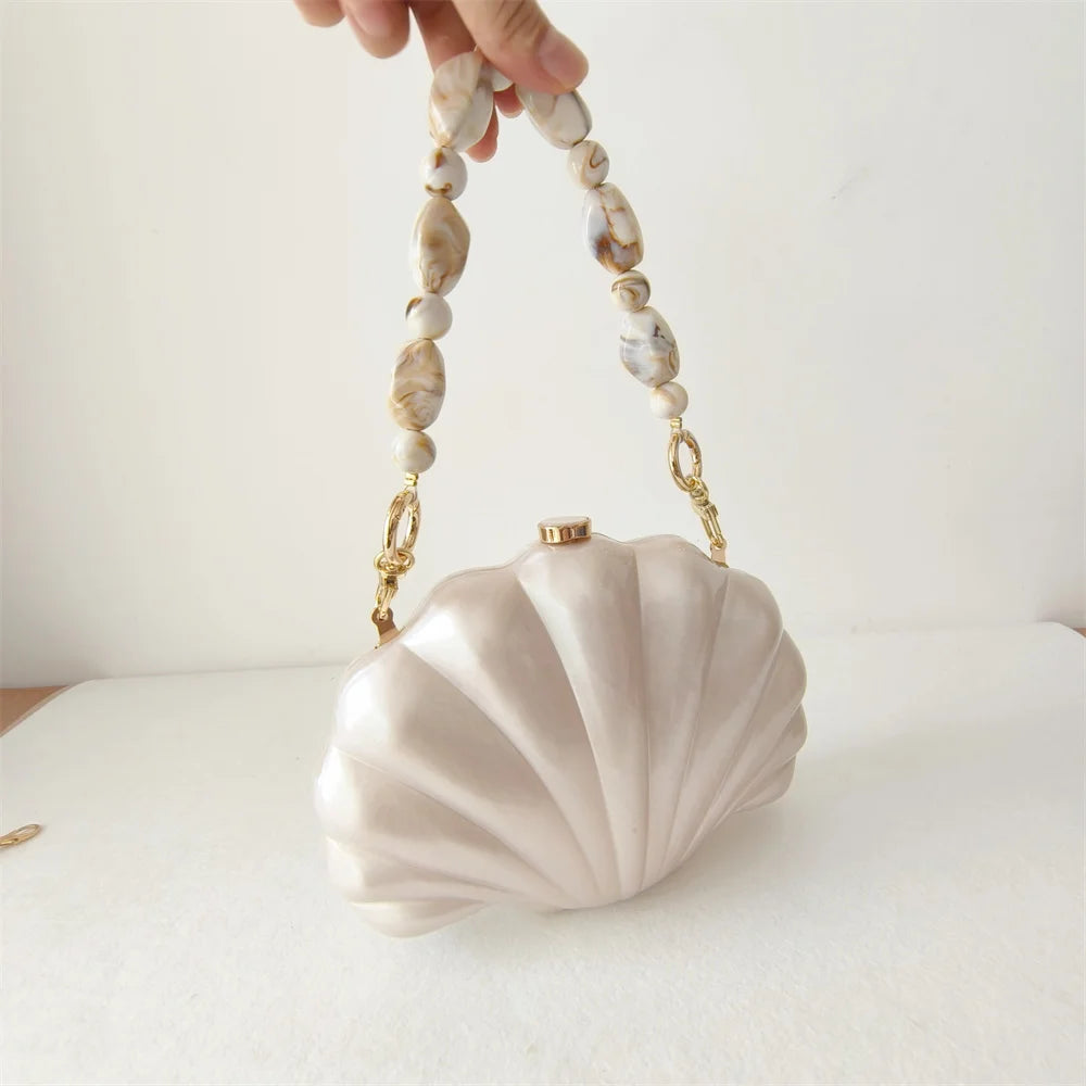 Female Shell Acrylic Box Clutches Lady Gift Evening Bag Party Prom Stones Handbags Luxury Women Wedding Bridal Clutch Purse Bag