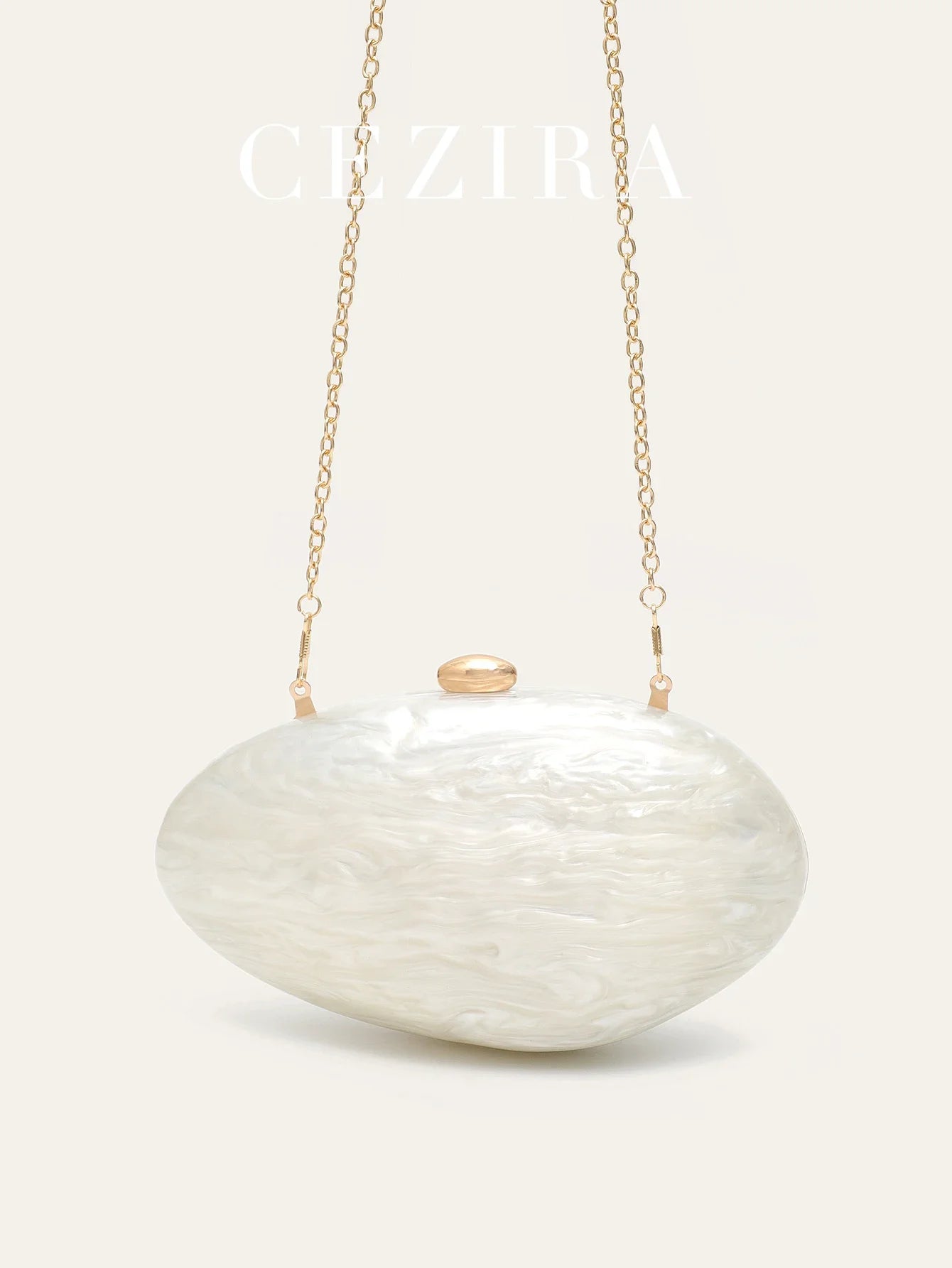 Fashion Women’s Glamorous Elegant Novelty Shell Shaped Clutch Solid Color Acrylic Long Chain Evening Bag Party Dinner Banquet