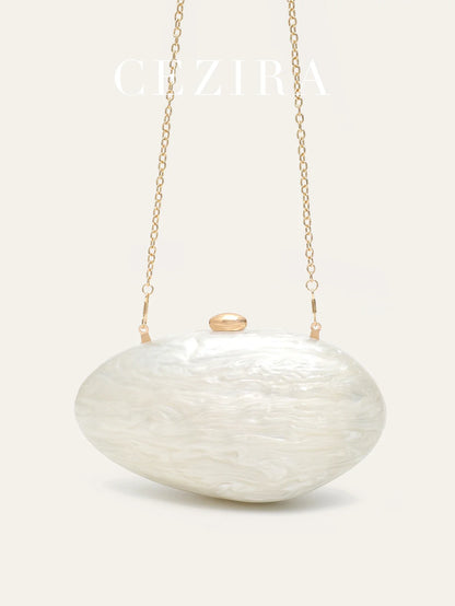 Fashion Women’s Glamorous Elegant Novelty Shell Shaped Clutch Solid Color Acrylic Long Chain Evening Bag Party Dinner Banquet