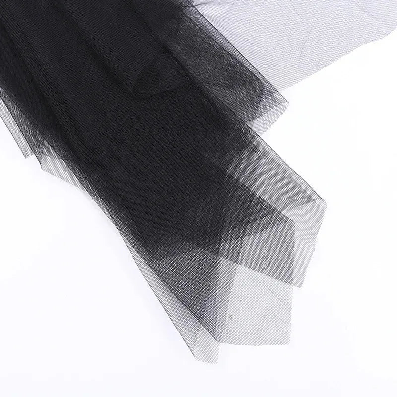 Sexy, hochtaillierter, asymmetrischer Rock aus Netzgarn für Damen – Sommer, neuer europäischer und amerikanischer Gothic-Stil, vielseitiger Freizeitrock