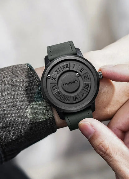 FOXBOX Magnetic Pointer Watch - Creative Scrolling Iron Ball Quartz