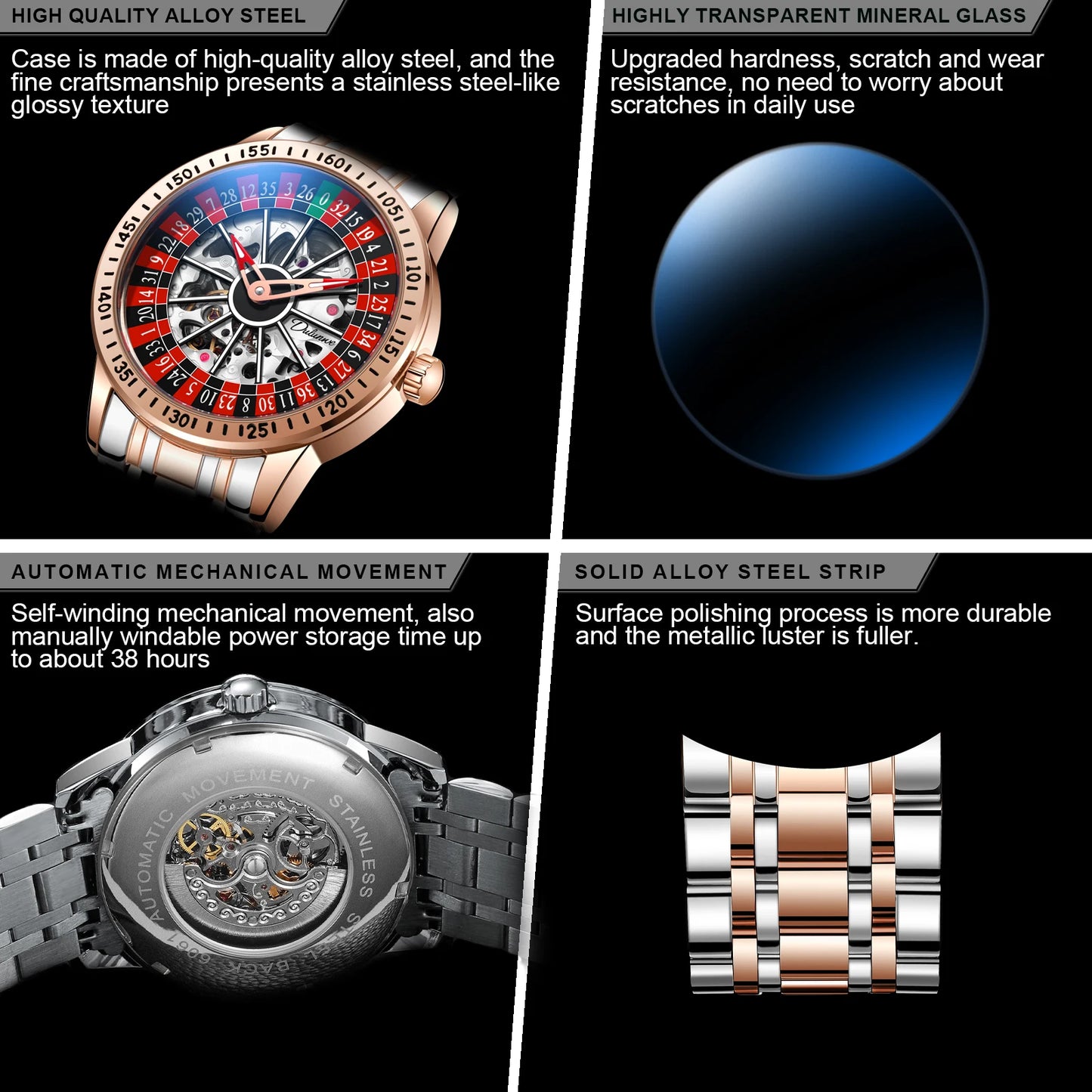 DULUNWE Spinning Roulette Automatic Watch