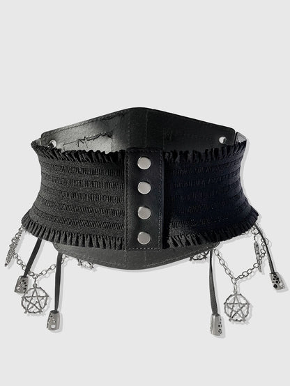 HERSHINE 1 piece women's Y2K black chain waist belt five-pointed star decoration Gothic style street style Halloween cosplay