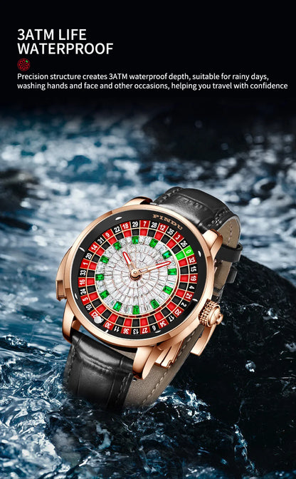 PINDU Luxury NH35A Spinning Roulette Watch - Sapphire Diamond Dial