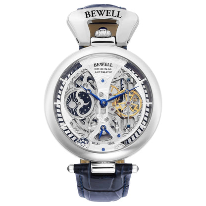 Bewell Mechanical Watch - Leather Strap Transparent Back