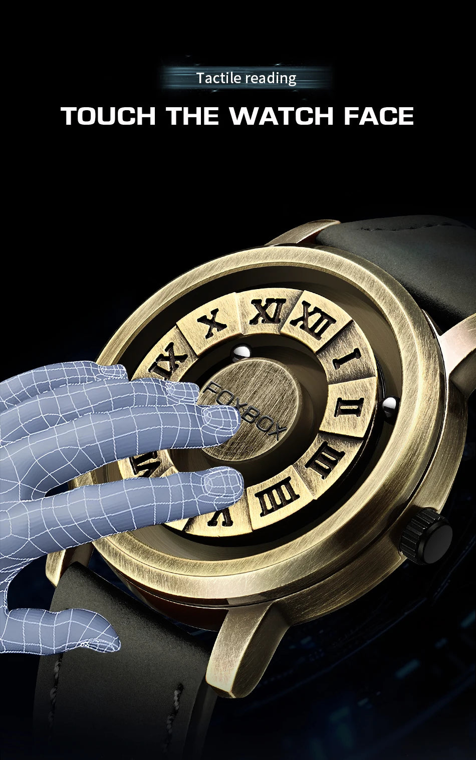 FOXBOX Magnetic Pointer Watch - Creative Scrolling Iron Ball Quartz