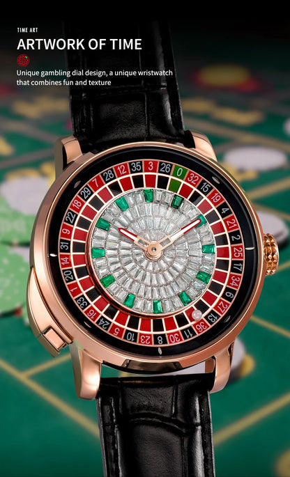 PINDU Luxury NH35A Spinning Roulette Watch - Sapphire Diamond Dial