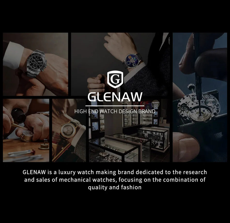 GLENAW Luxury Sport Watch - Stainless Steel Luminous Waterproof