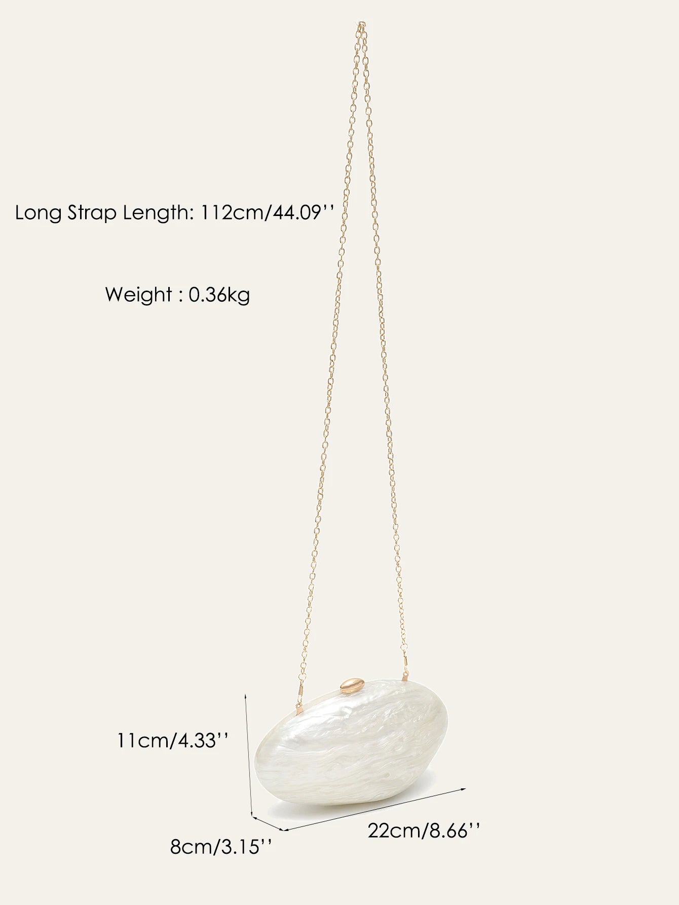 Fashion Women’s Glamorous Elegant Novelty Shell Shaped Clutch Solid Color Acrylic Long Chain Evening Bag Party Dinner Banquet