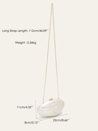 Fashion Women’s Glamorous Elegant Novelty Shell Shaped Clutch Solid Color Acrylic Long Chain Evening Bag Party Dinner Banquet