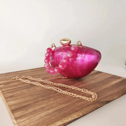 Shell Brand Perlbraune Marmor-Acryl-Box-Clutch, Abendtasche, Hochzeits-Party-Mini-Geldbörse, Abend-Brauthandtasche